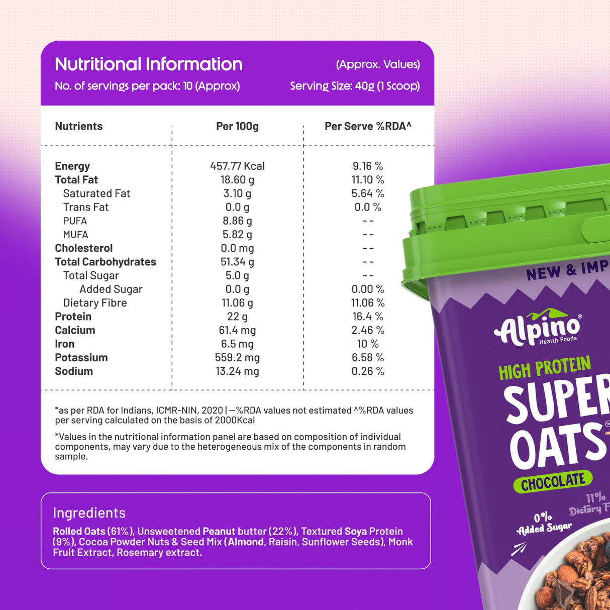 Alpino High Protein Super Rolled Oats - 2.5 Kg