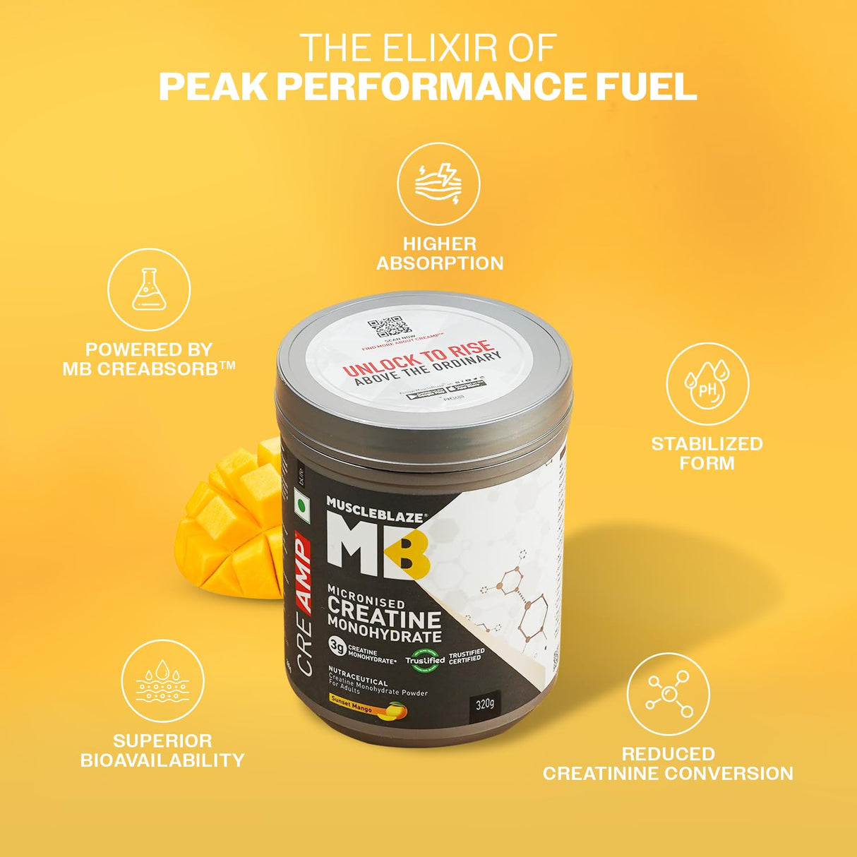 MuscleBlaze Creatine Monohydrate CreAMP - 80 Servings