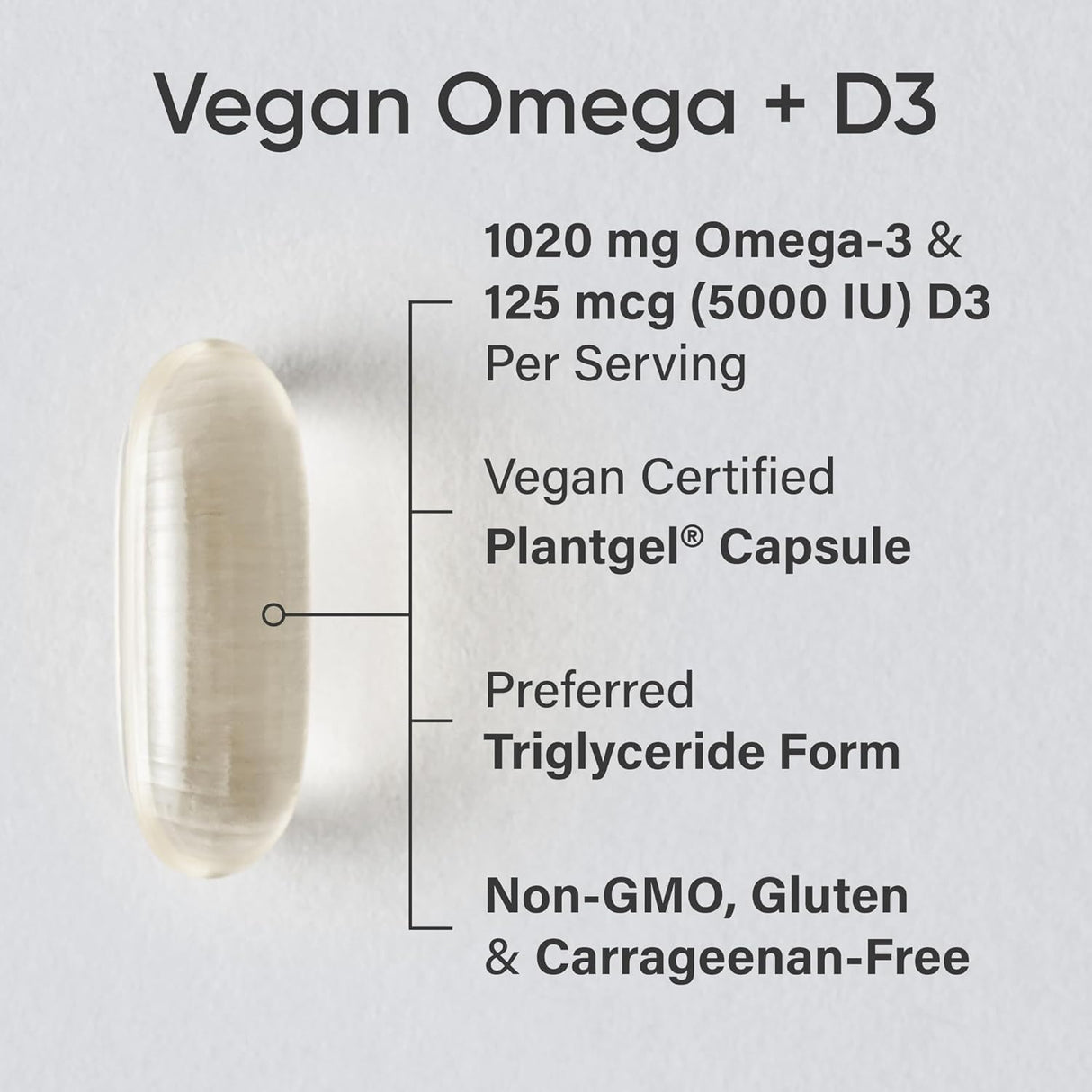Sports Research Vegan Omega + D3 with Algae Oil | 1020mg | 60 Veggie Softgels