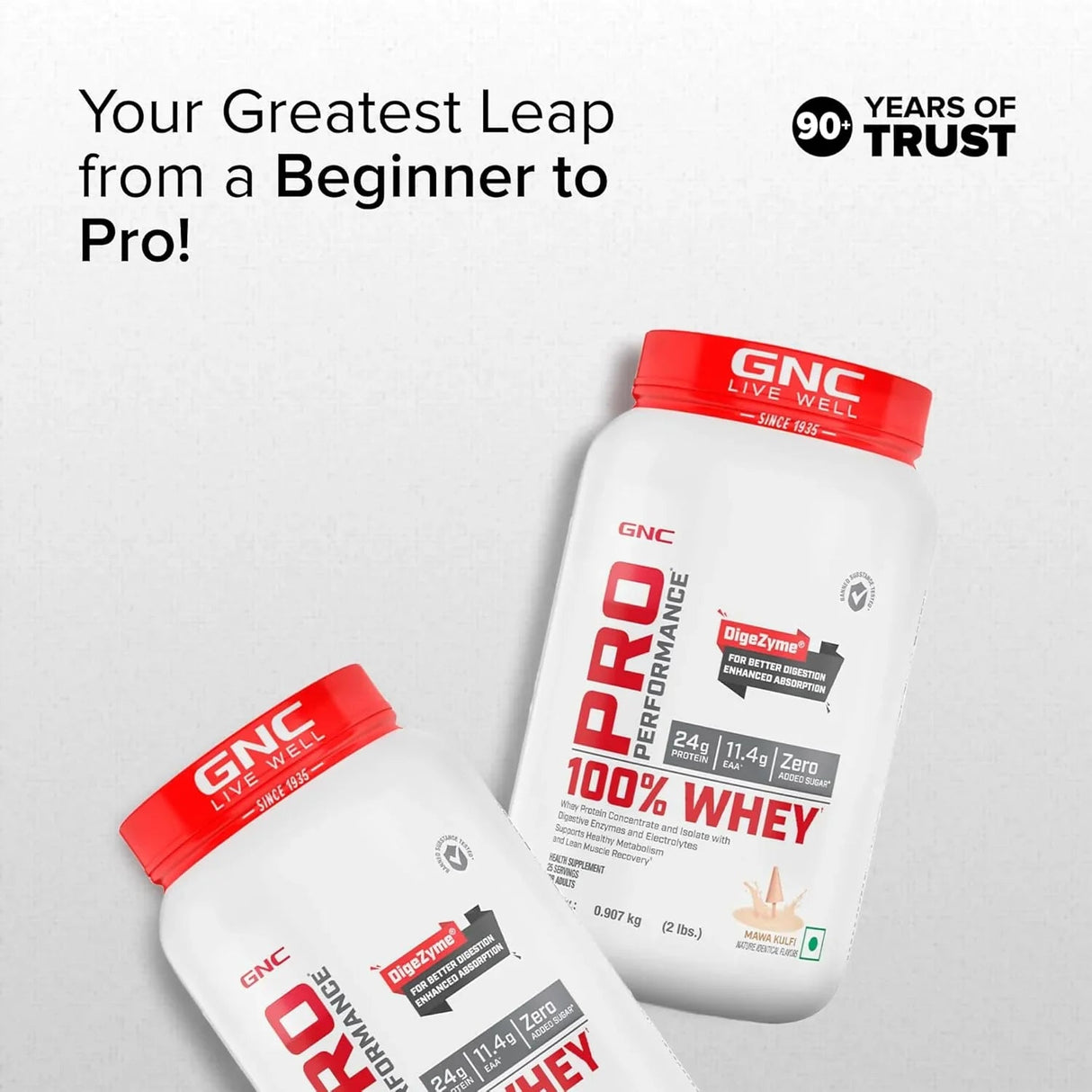 GNC Pro Performance 100% Whey Protein 2 Lbs + Nutristar Micronized CREA Gold Creatine Monohydrate 250g (83 Servings) - Lean Muscle Starter Stack