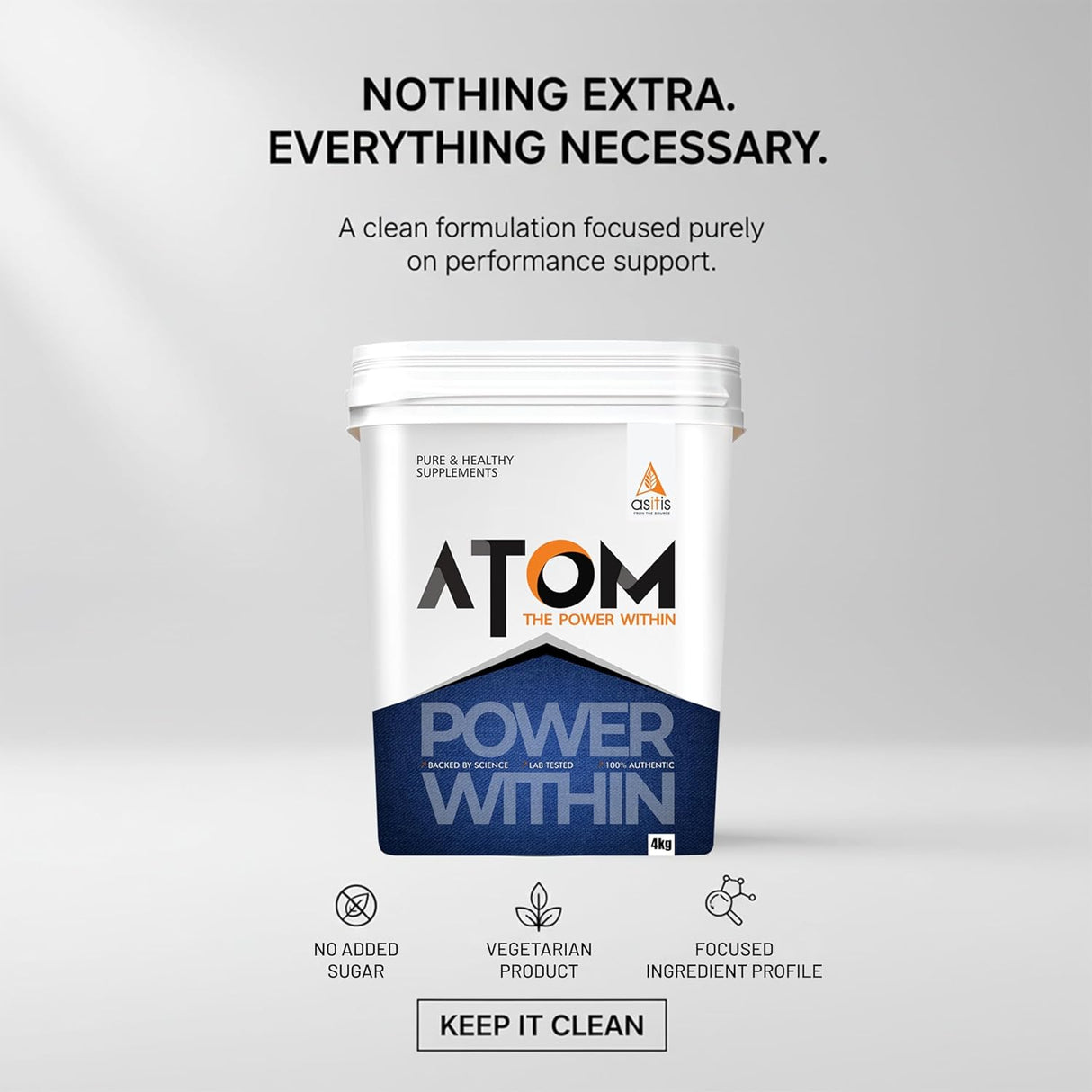 AS-IT-IS ATOM PWR Whey Protein XL 4kg | 24g Protein | 11g EAA