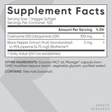 Sports Research COQ10 100mg with Coconut Oil & BioPerine | 120 Veggie Softgels