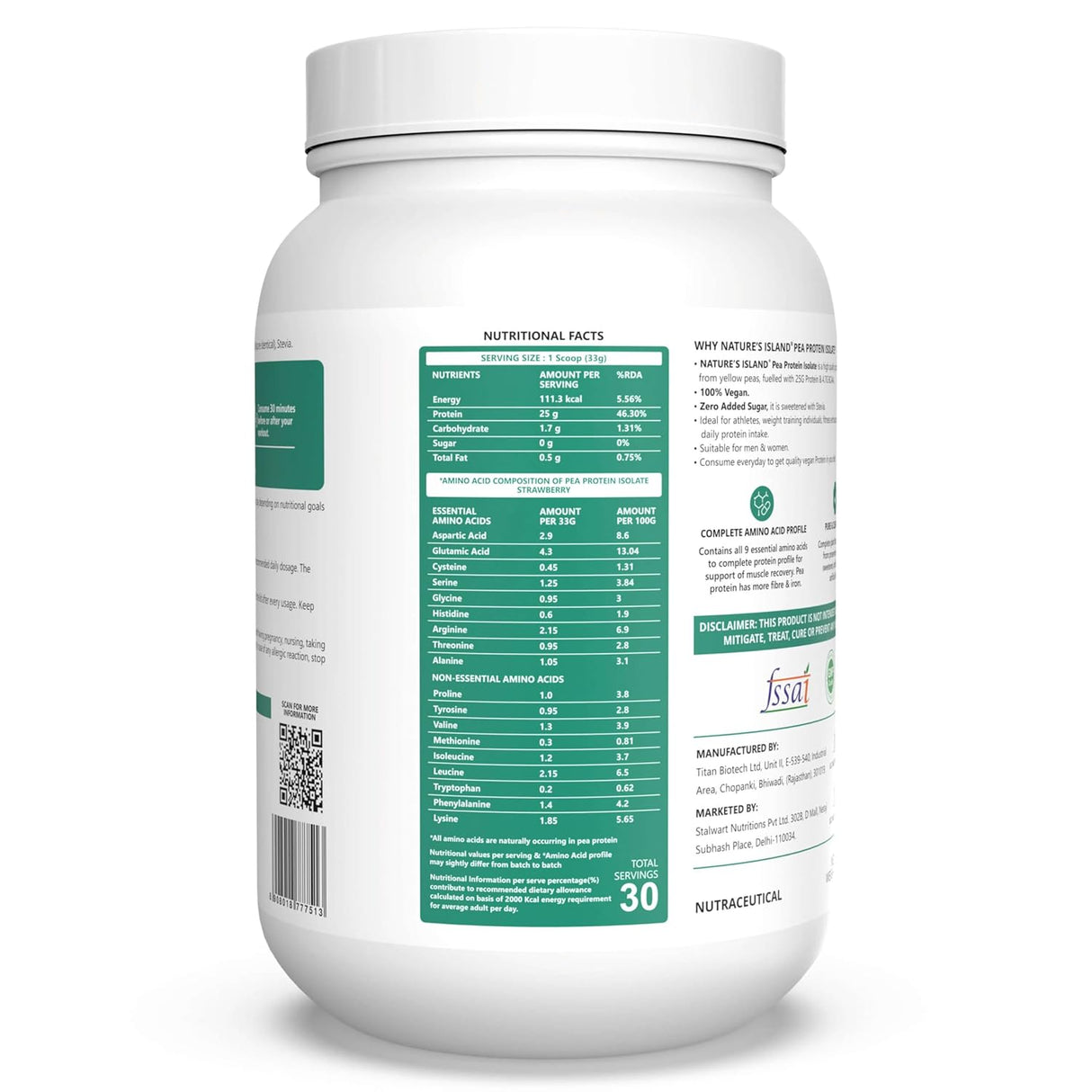 Nature's Island Plant Based Vegan Pea Protein Isolate - 1 Kg