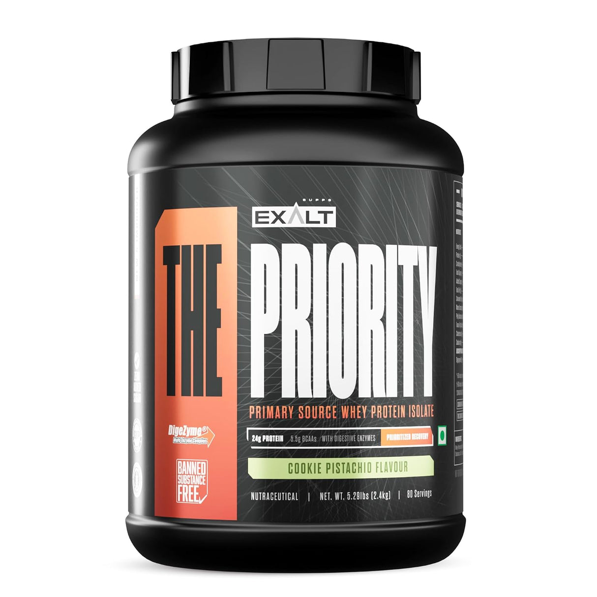 Exalt Supps Priority Whey Protein Isolate | 24g Protein | 5.5g BCAAs & DigeZyme | 2.4 kg