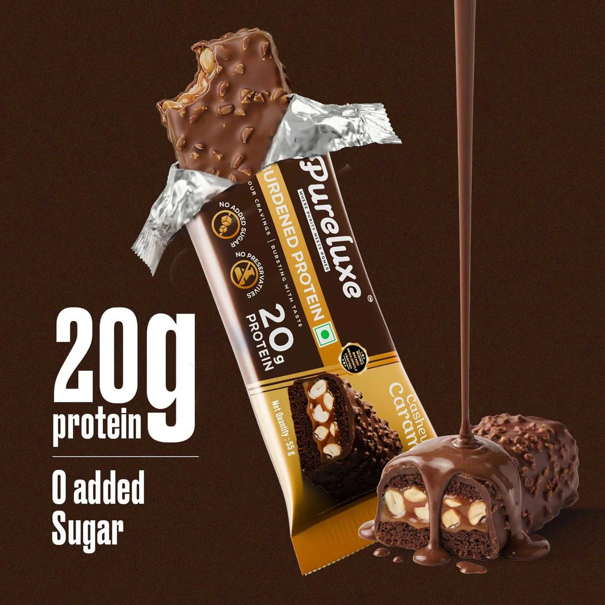 Pureluxe Nutrition Unburdened Protein Bars 55g | 20g Protein | Pack of 6