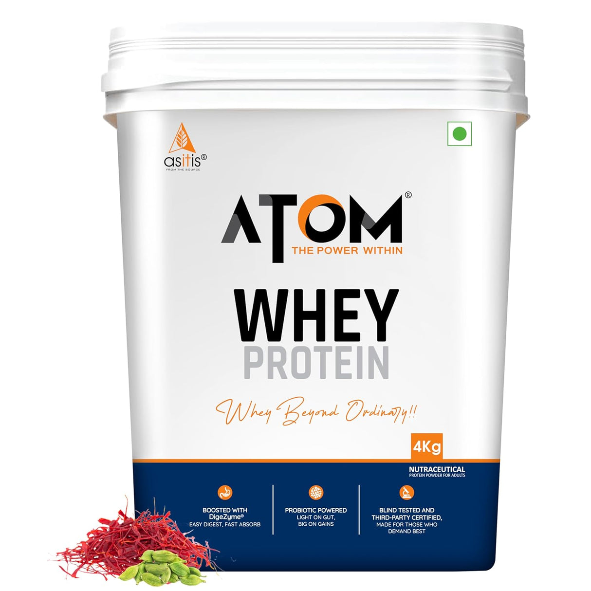 AS-IT-IS Atom Whey Protein with Digestive Enzymes - 4 Kg  (8.8 Lbs)