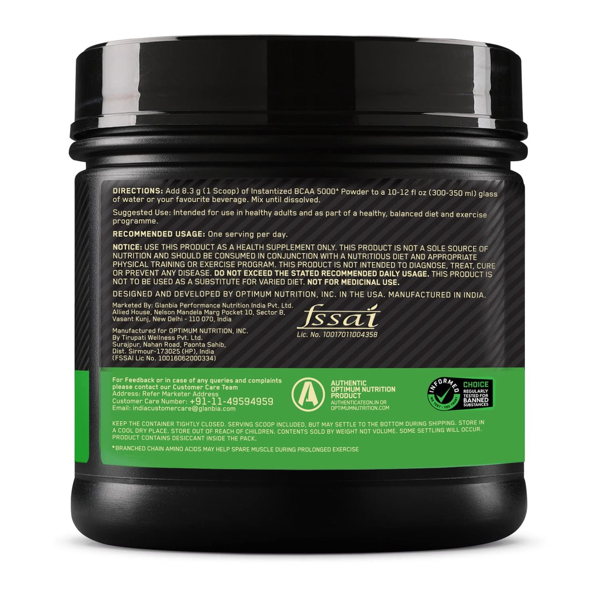 Optimum Nutrition (ON) Instantized BCAA 5000 mg Powder - 30 Servings