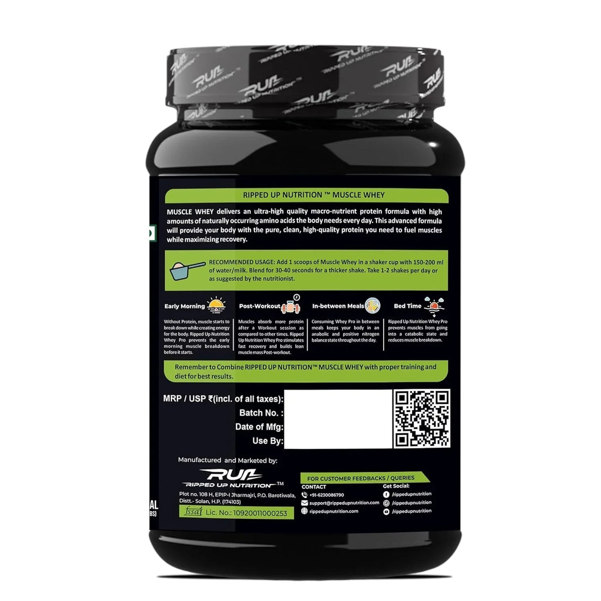 Ripped Up Nutrition Muscle Whey | 24g Protein, Low Carb Formula | 907g, 27 Servings