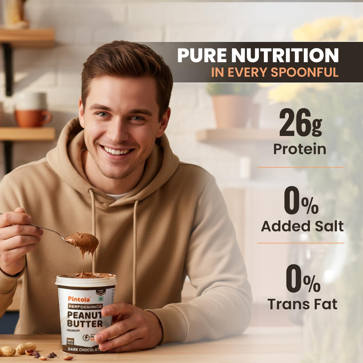 Pintola Dark Chocolate Performance Peanut Butter 1 Kg | High Protein Peanut Butter