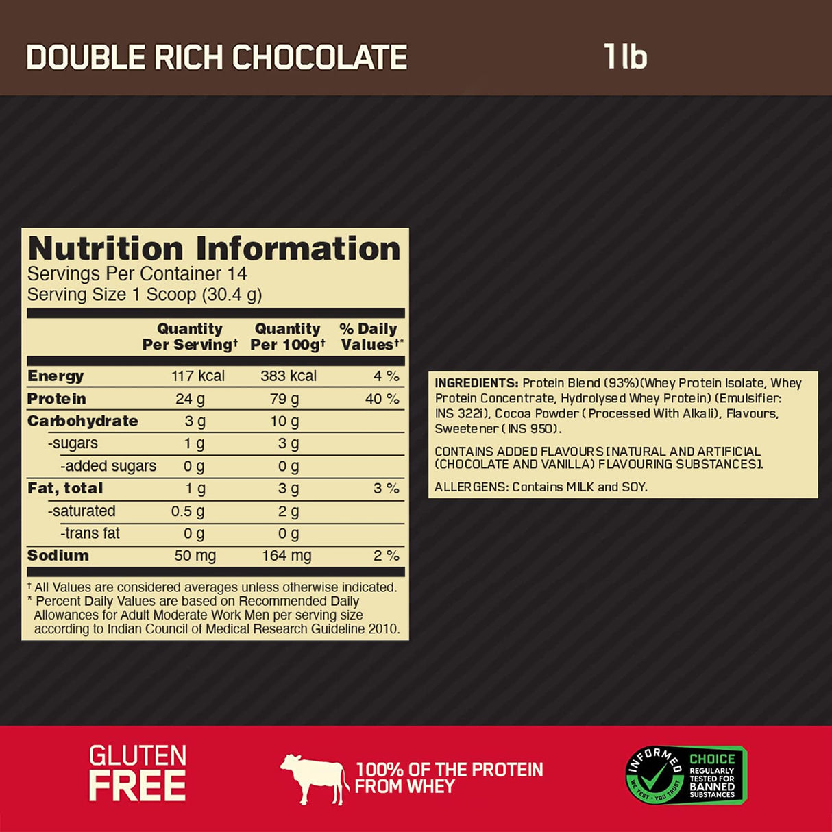 Optimum Nutrition (ON) Gold Standard 100% Whey 1 Lbs