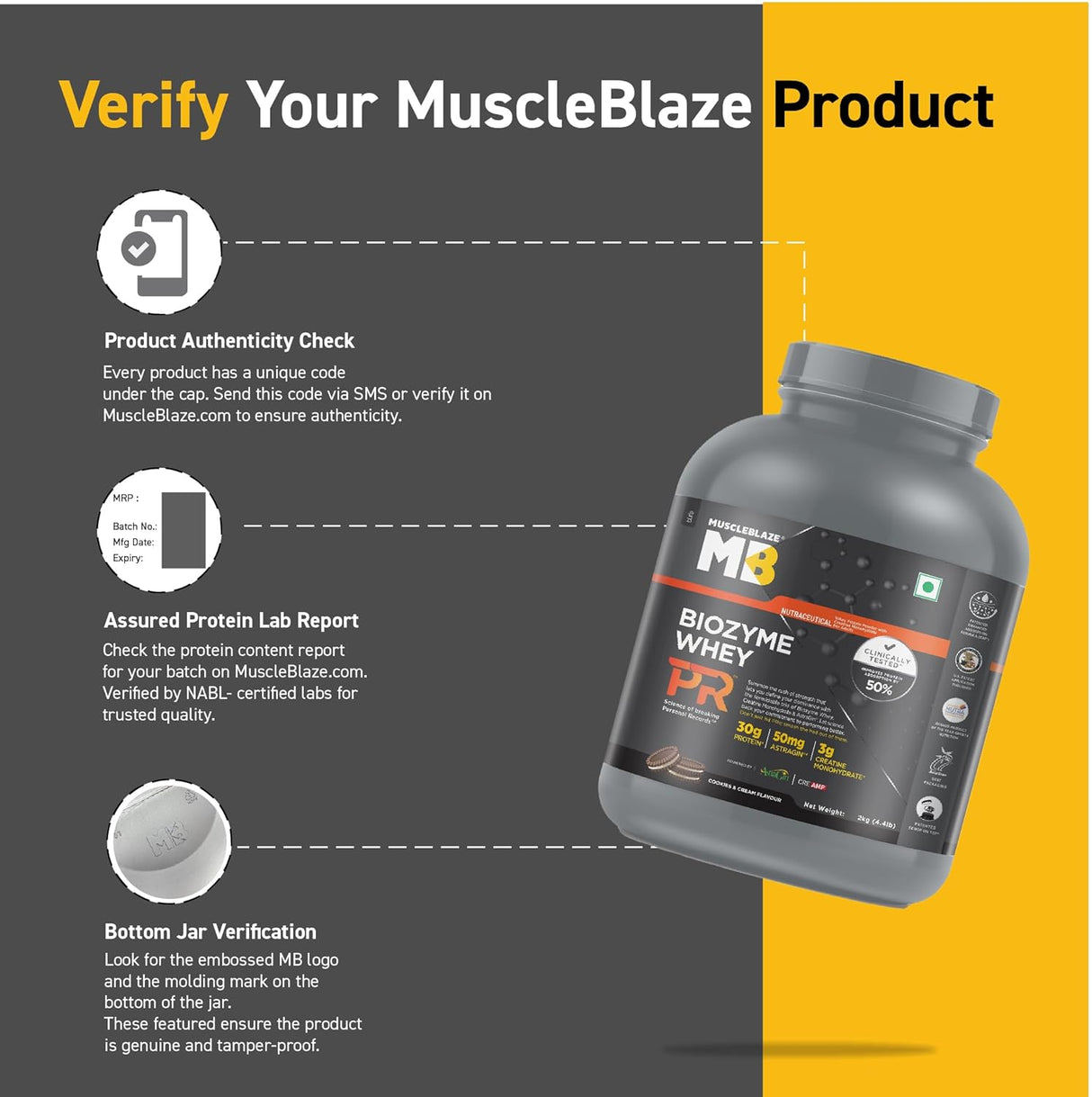 MuscleBlaze Biozyme Performance Whey Protein PR - 4.4 Lbs