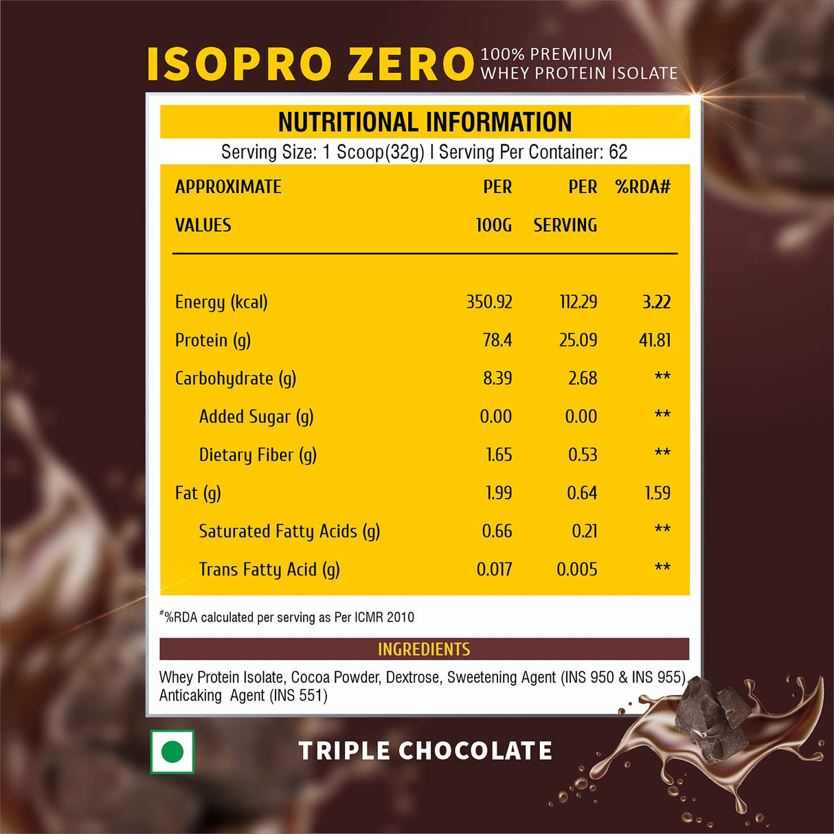 Healthfarm Isopro Zero 100% Whey Protein Isolate | Fast Recovery | 2 Kg (4.4 lbs)