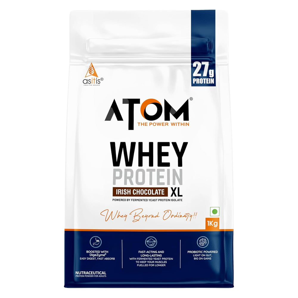 AS-IT-IS ATOM Whey Protein XL 1kg | Whey Protein with DigeZyme® & Fermented Yeast Protein
