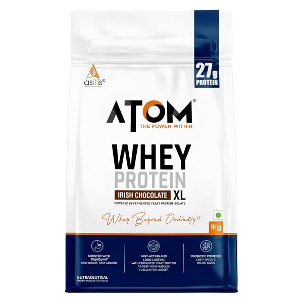 AS-IT-IS ATOM Whey Protein XL 1kg | Whey Protein with DigeZyme® & Fermented Yeast Protein