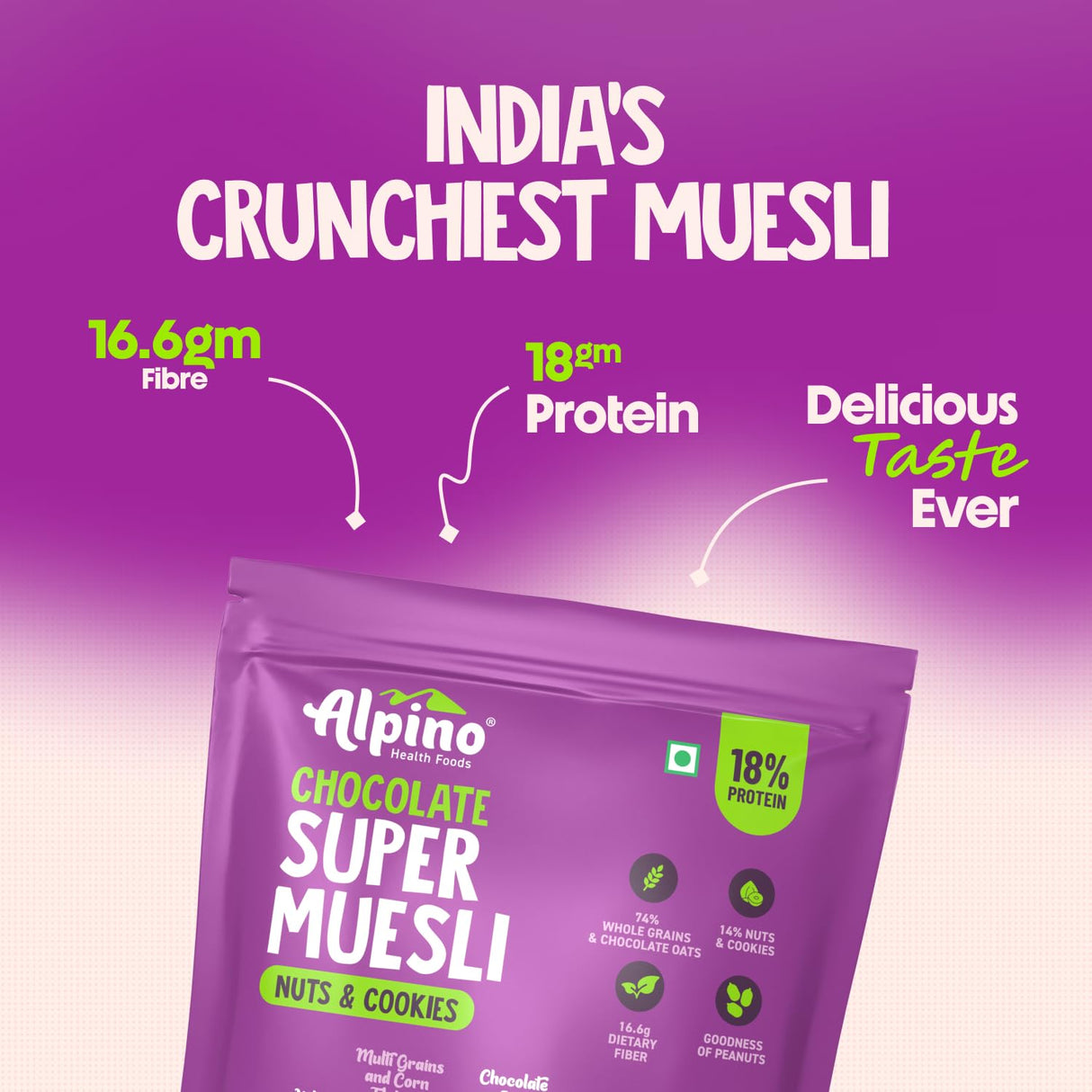 Alpino Super Muesli (Whole Grain Breakfast Cereal) - 400 gm