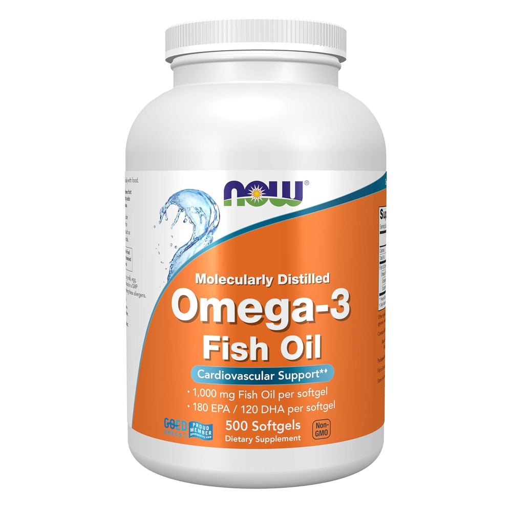NOW Foods Omega-3 Fish Oil | Molecularly Distilled | 500 Softgels