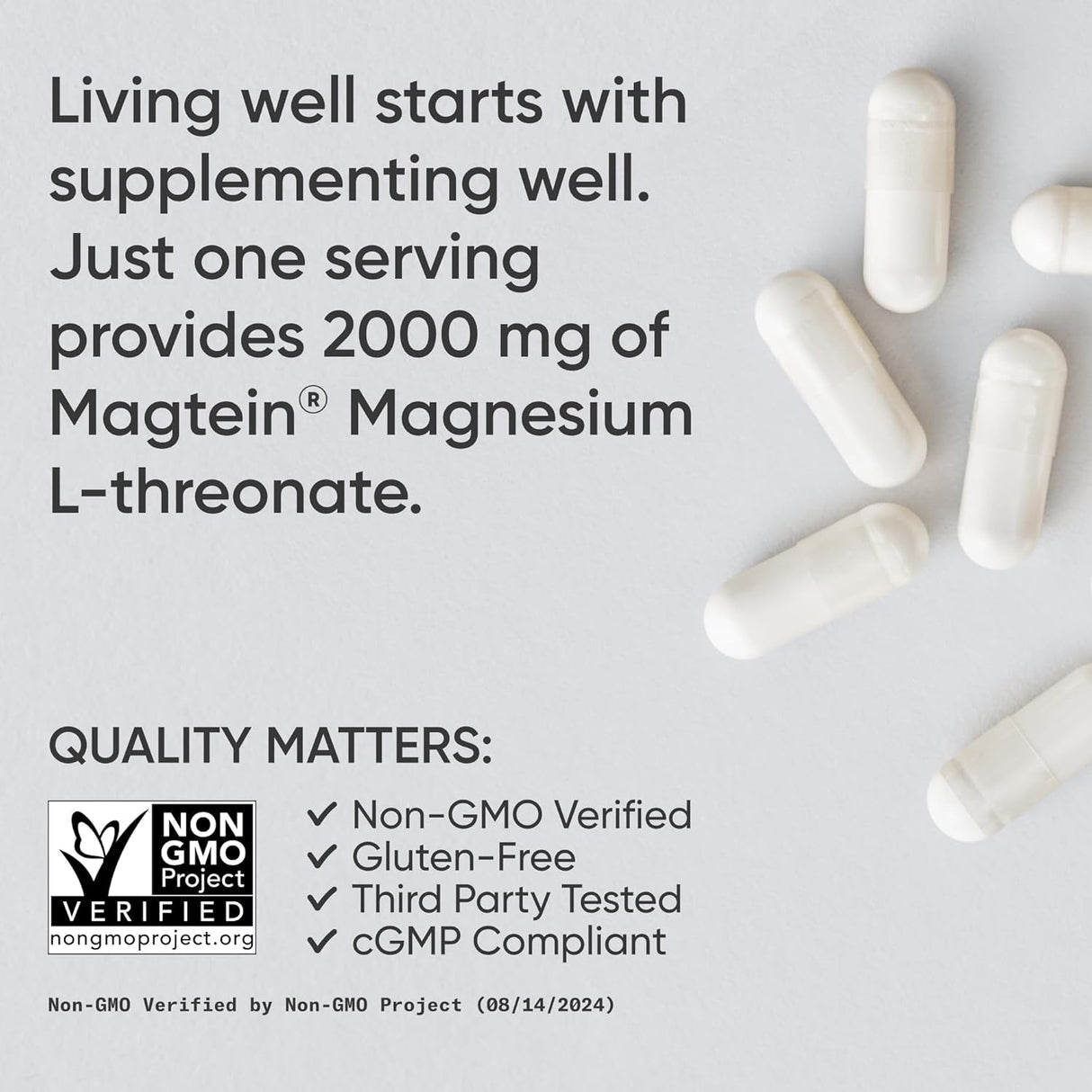 Sports Research Magnesium L-Threonate (Magtein) | 2000mg | 90 Capsules