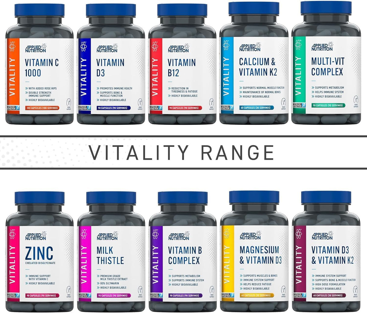 Applied Nutrition Magnesium & Vitamin D3 | 90 Capsules (30 Servings)