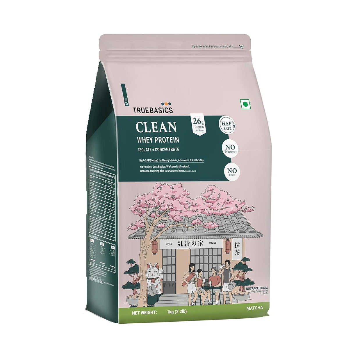 TrueBasics Clean Whey Protein Powder Isolate & Concentrate Blend (1 Kg) | 25g Protein | Trustified Gold Certified