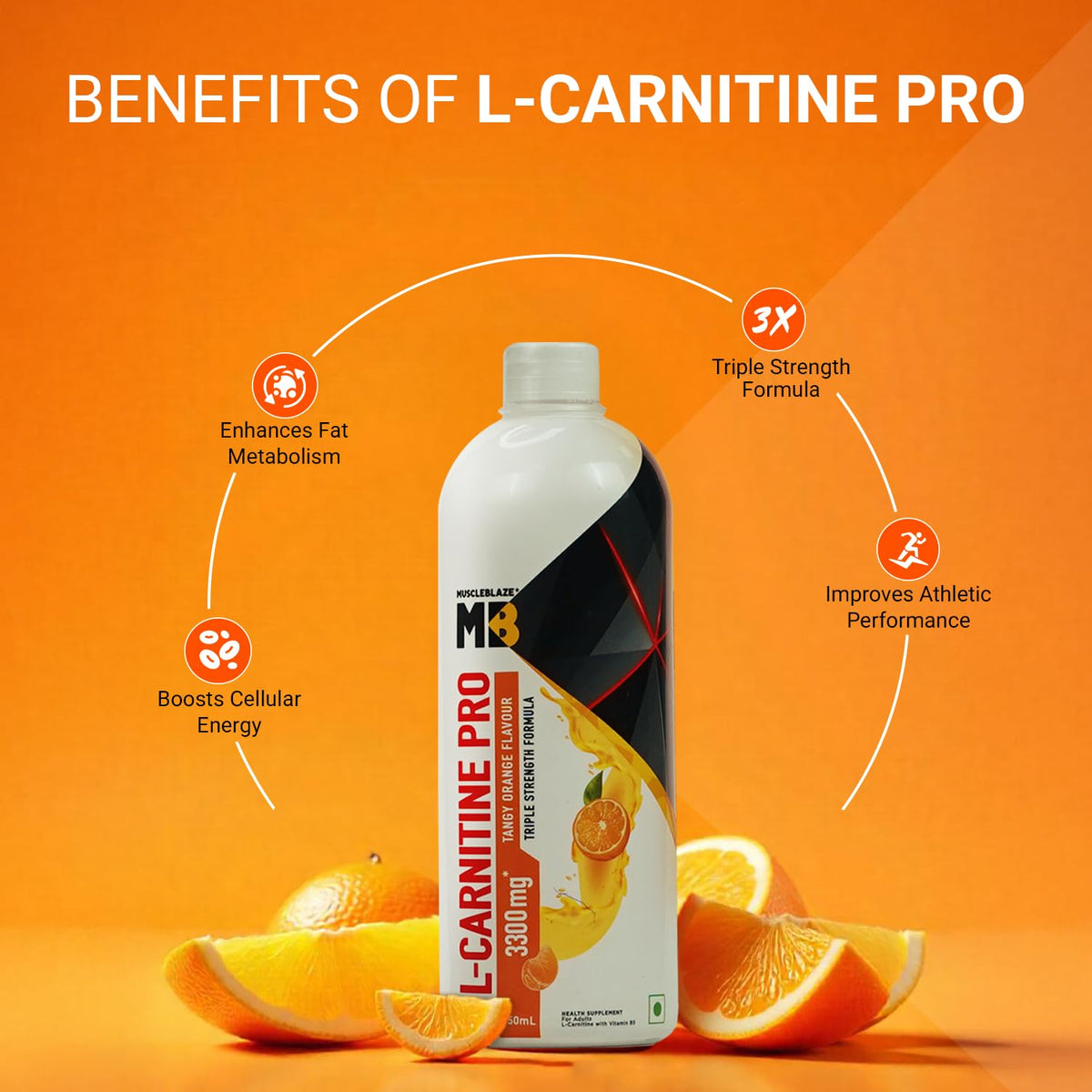 MuscleBlaze Liquid L-carnitine Pro -Triple Strength Formula, 3300 Mg - 30 Servings