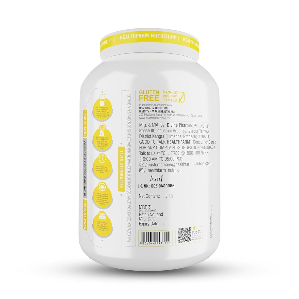 Healthfarm Isopro Zero 100% Whey Protein Isolate | Fast Recovery | 2 Kg (4.4 lbs)