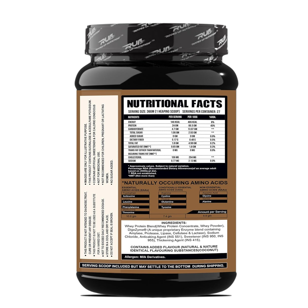 Ripped Up Nutrition Muscle Whey | 24g Protein, Low Carb Formula | 1 Kg, 27 Servings