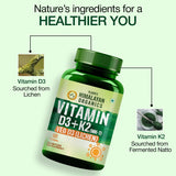Vlado's Himalayan Organics Vitamin D3 600 IU + K2 MK7 55 mcg Tablets | Lichen-Sourced Plant-Based Formula | 60 Veg Tablets