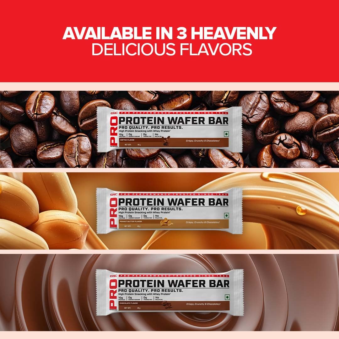 GNC Protein Wafer Bar | 10g Pure Whey Protein Snack | 0 Sugar & 0 Trans Fat | Pack of 10
