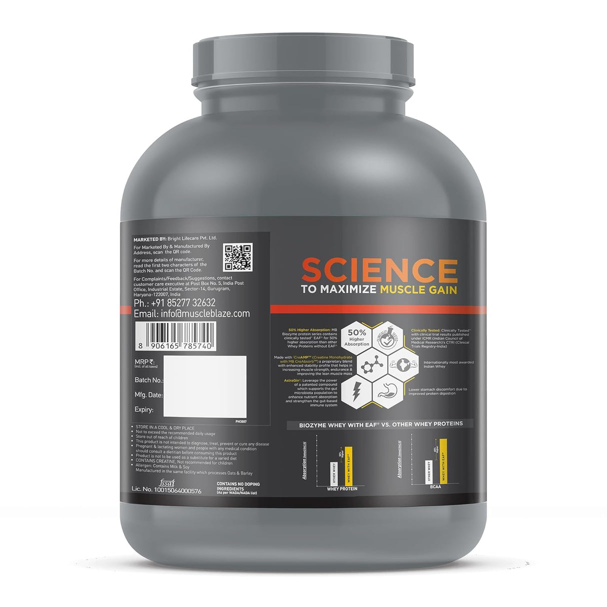 MuscleBlaze Biozyme Performance Whey Protein PR - 4.4 Lbs