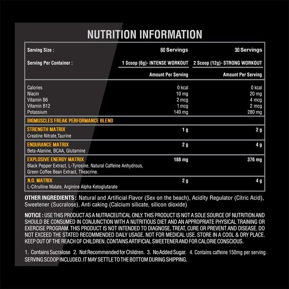 Big Muscles Nutrition Freak Pre-Workout, 60 Servings