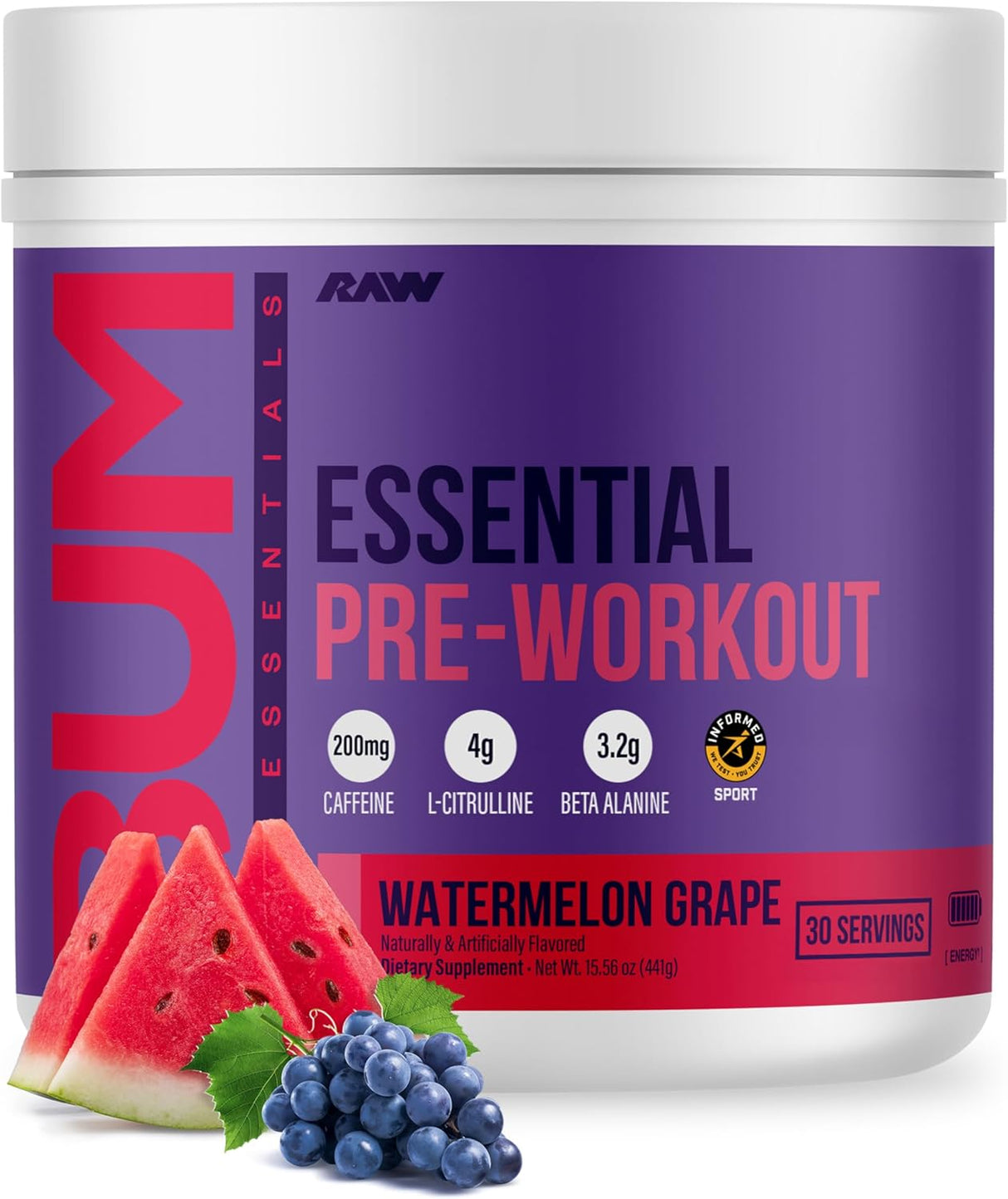 RAW Essential Pre-Workout Powder | Caffeine, L-Citrulline, L-Tyrosine & Beta-Alanine