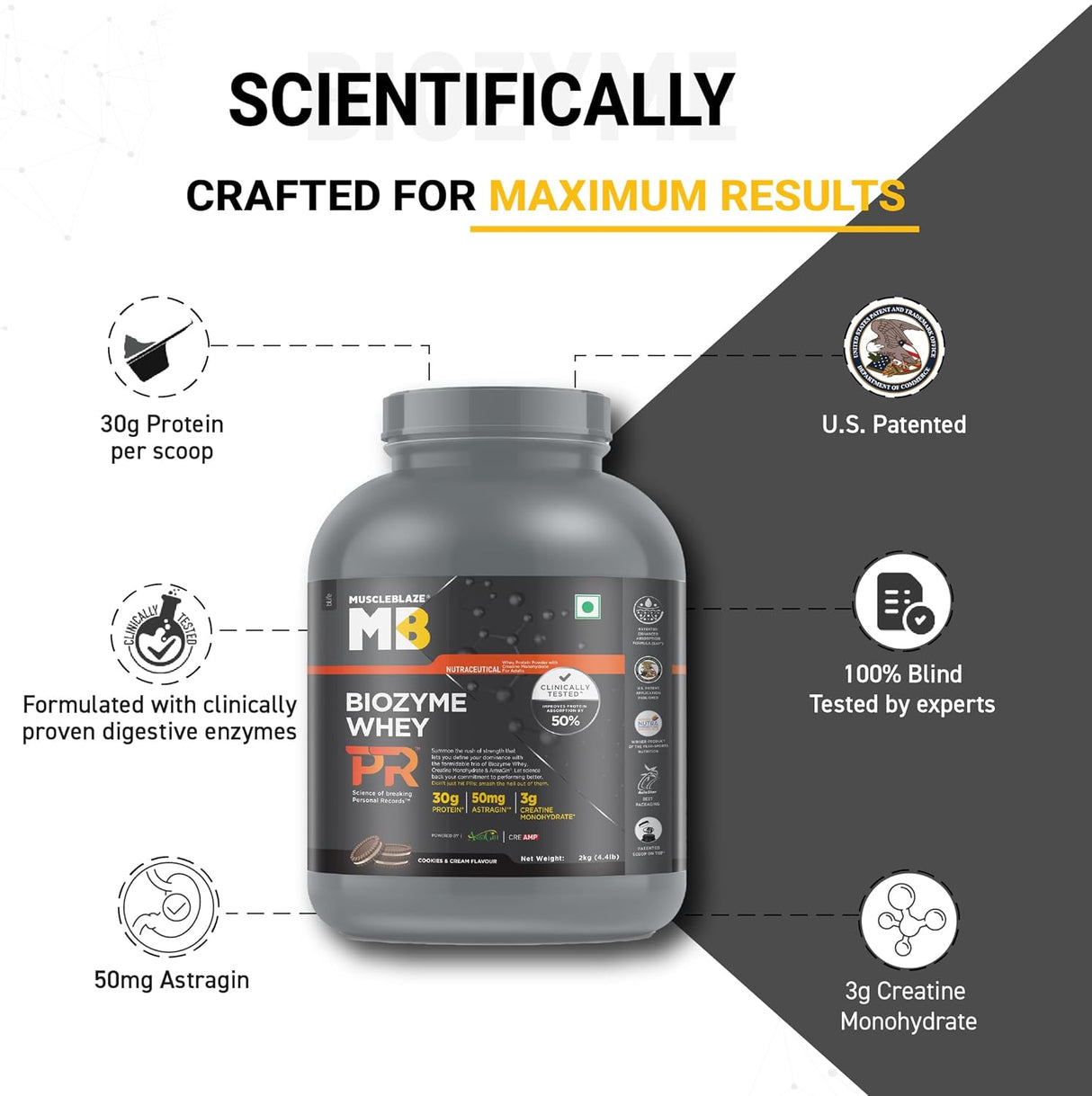 MuscleBlaze Biozyme Performance Whey Protein PR - 4.4 Lbs
