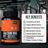 QNT Calcium Mag Vit - D3 | 500mg Calcium, 250mg Magnesium & 400IU Vitamin D3 | Healthy Bones & Muscle Quality | 60 Capsules