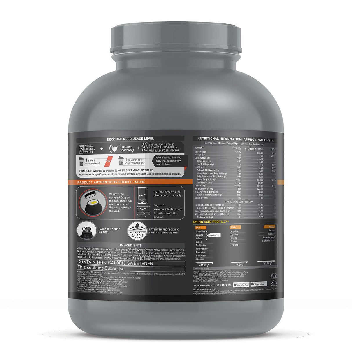 MuscleBlaze Biozyme Performance Whey Protein PR - 4.4 Lbs