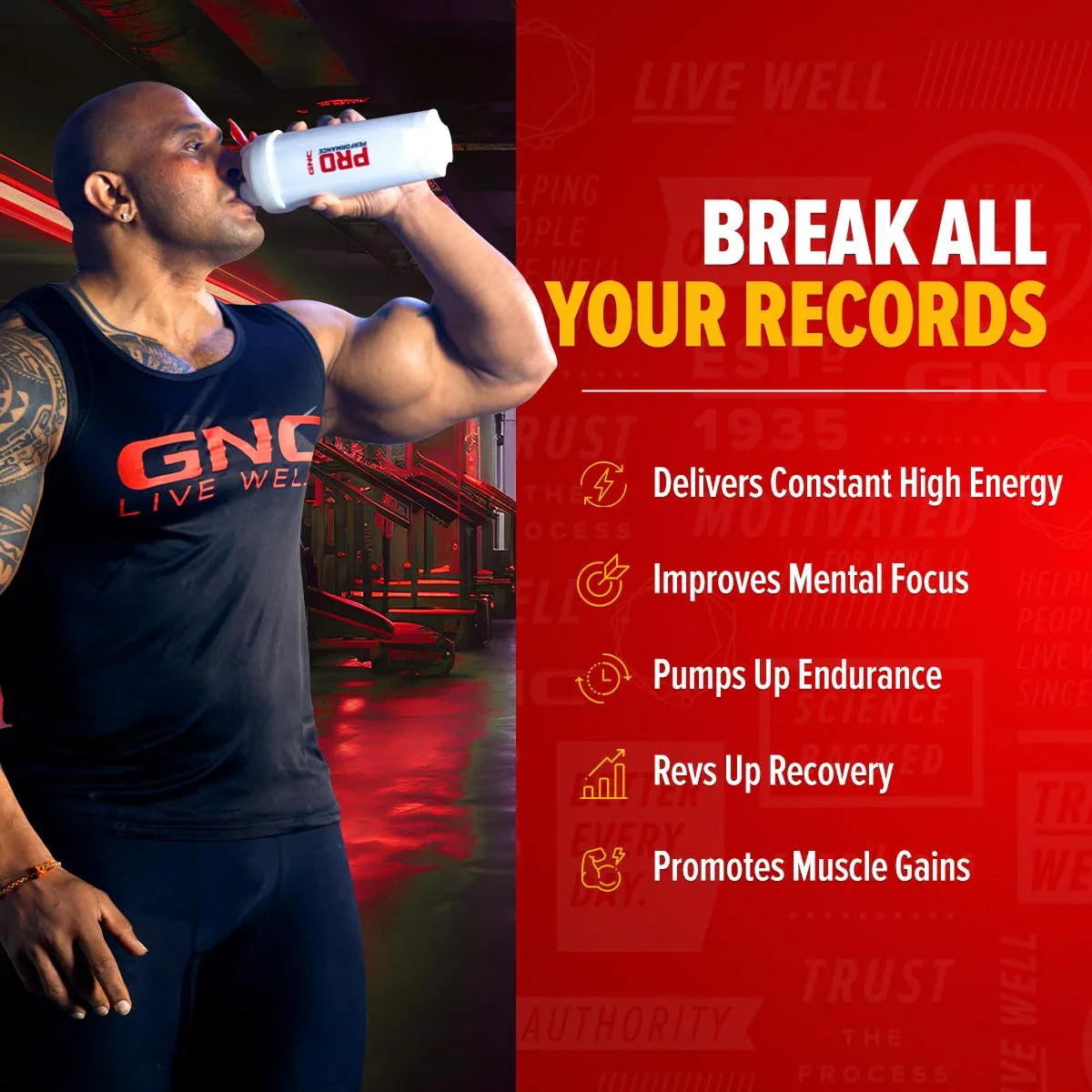 GNC Pro Performance Pre Workout (30 Servings) + Nutristar Micronized CREA Gold Creatine Monohydrate 250g (83 Servings) - Explosive Strength & Performance Combo