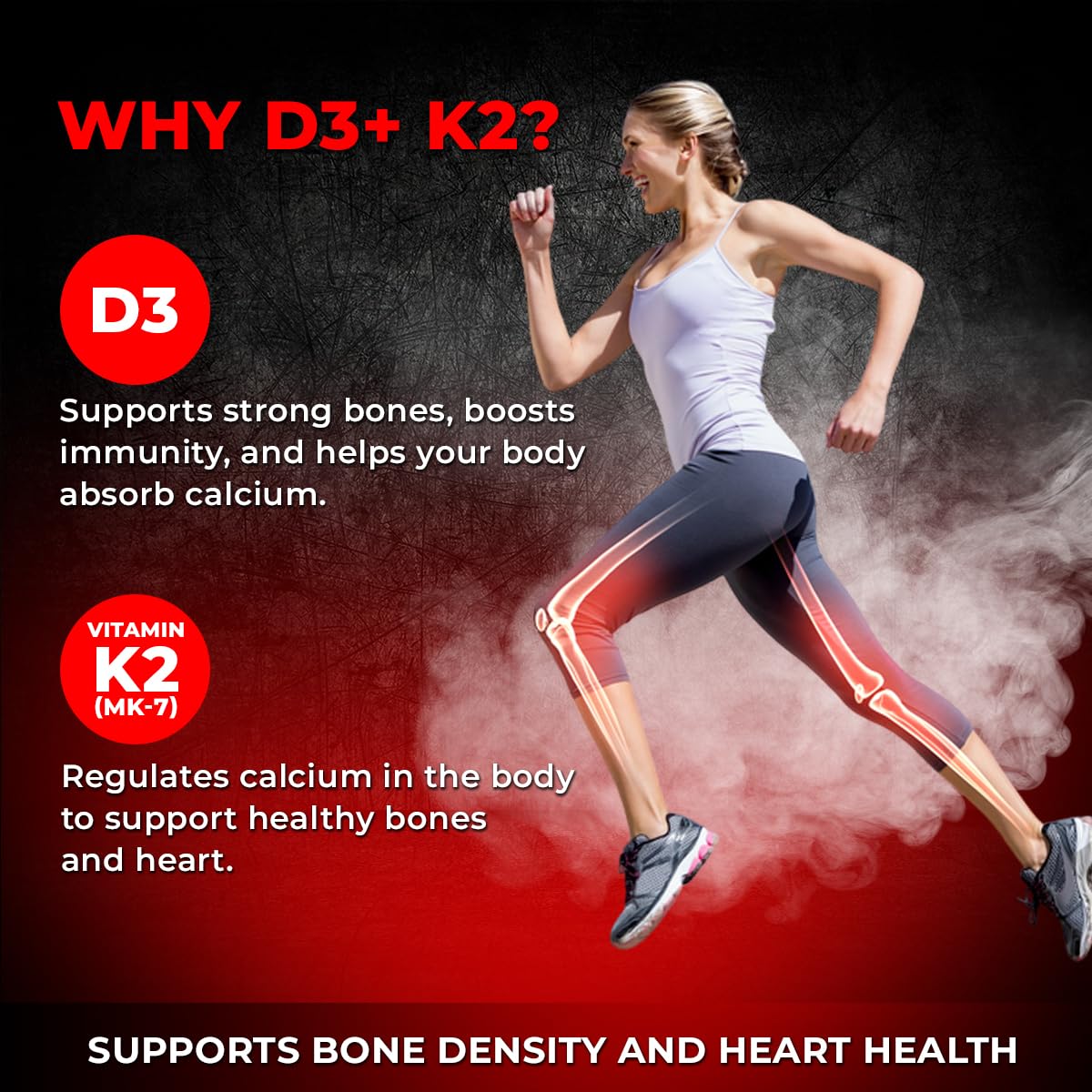 Enhanced Labs Vitamin D3 + K2 Supplement – 60 Capsules | Bone & Immune Support