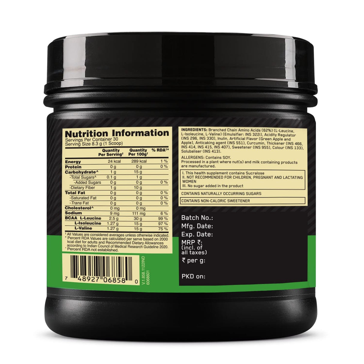 Optimum Nutrition (ON) Instantized BCAA 5000 mg Powder - 30 Servings