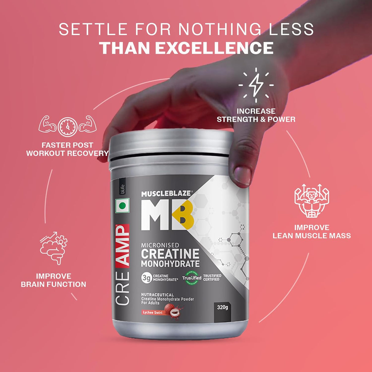 MuscleBlaze Creatine Monohydrate CreAMP - 80 Servings