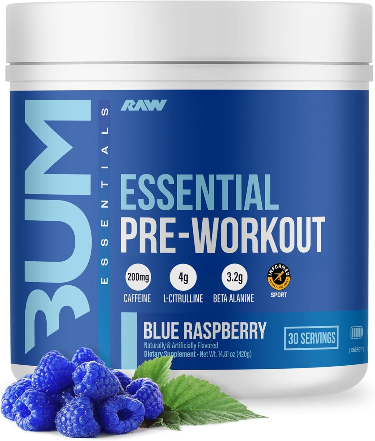 RAW Essential Pre-Workout Powder | Caffeine, L-Citrulline, L-Tyrosine & Beta-Alanine