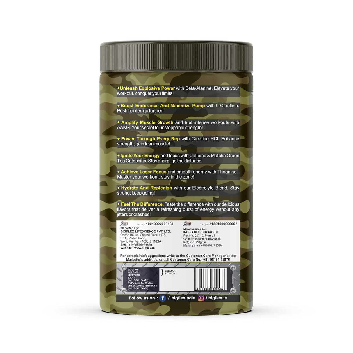 Bigflex Nuke Pre-Workout Powder | Energy & Workout Support | 400g (33 Servings)