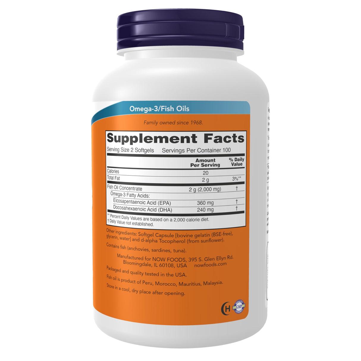 NOW Foods Omega-3 Fish Oil | Molecularly Distilled | 200 Softgels
