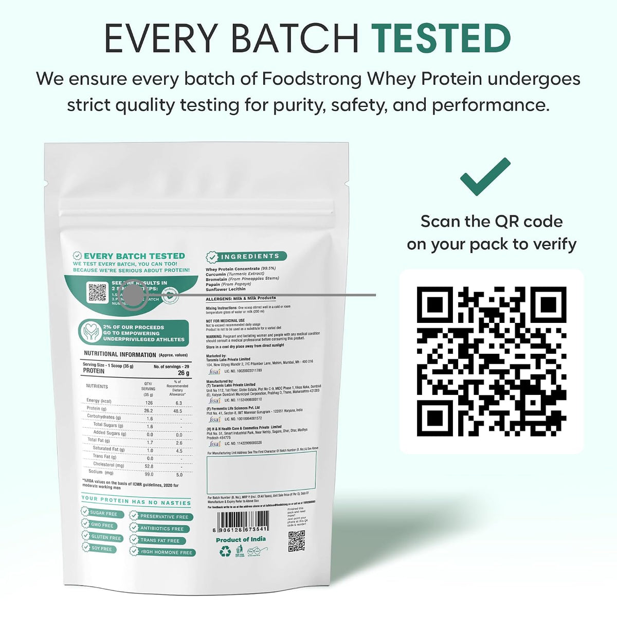 Foodstrong Whey Protein Concentrate & Isolate Powder 1kg | 16g Protein | 29 Servings