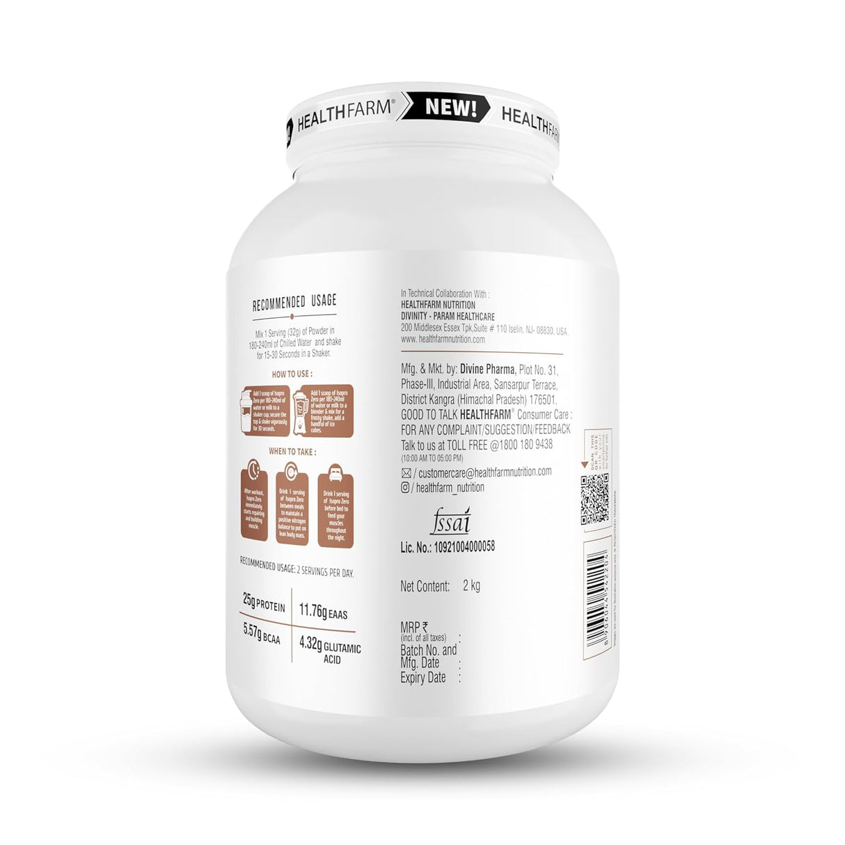 Healthfarm Isopro Zero 100% Whey Protein Isolate | Fast Recovery | 2 Kg (4.4 lbs)