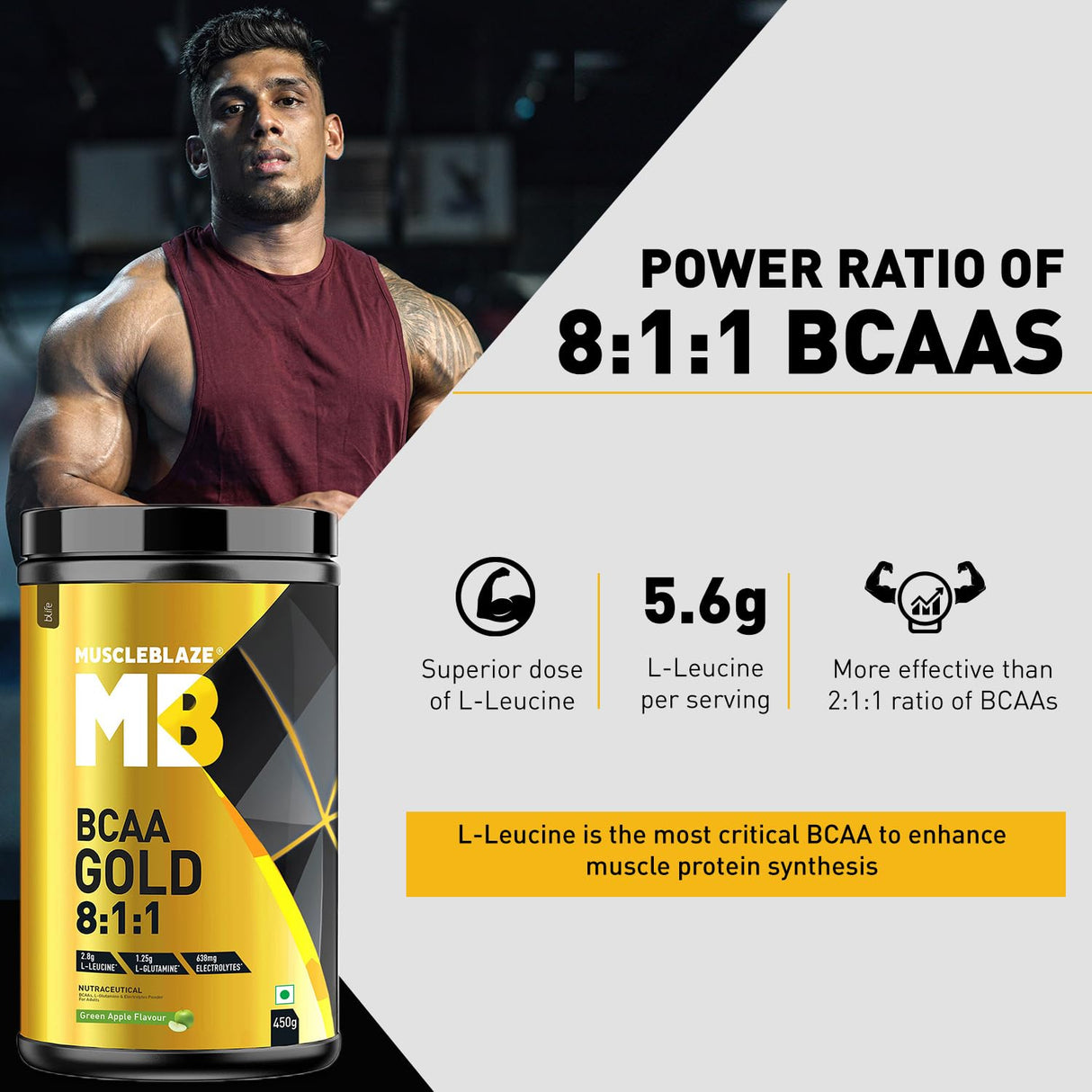 MuscleBlaze BCAA Gold 8 : 1 : 1 450 Gms