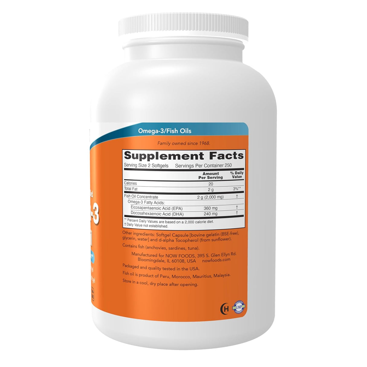 NOW Foods Omega-3 Fish Oil | Molecularly Distilled | 500 Softgels