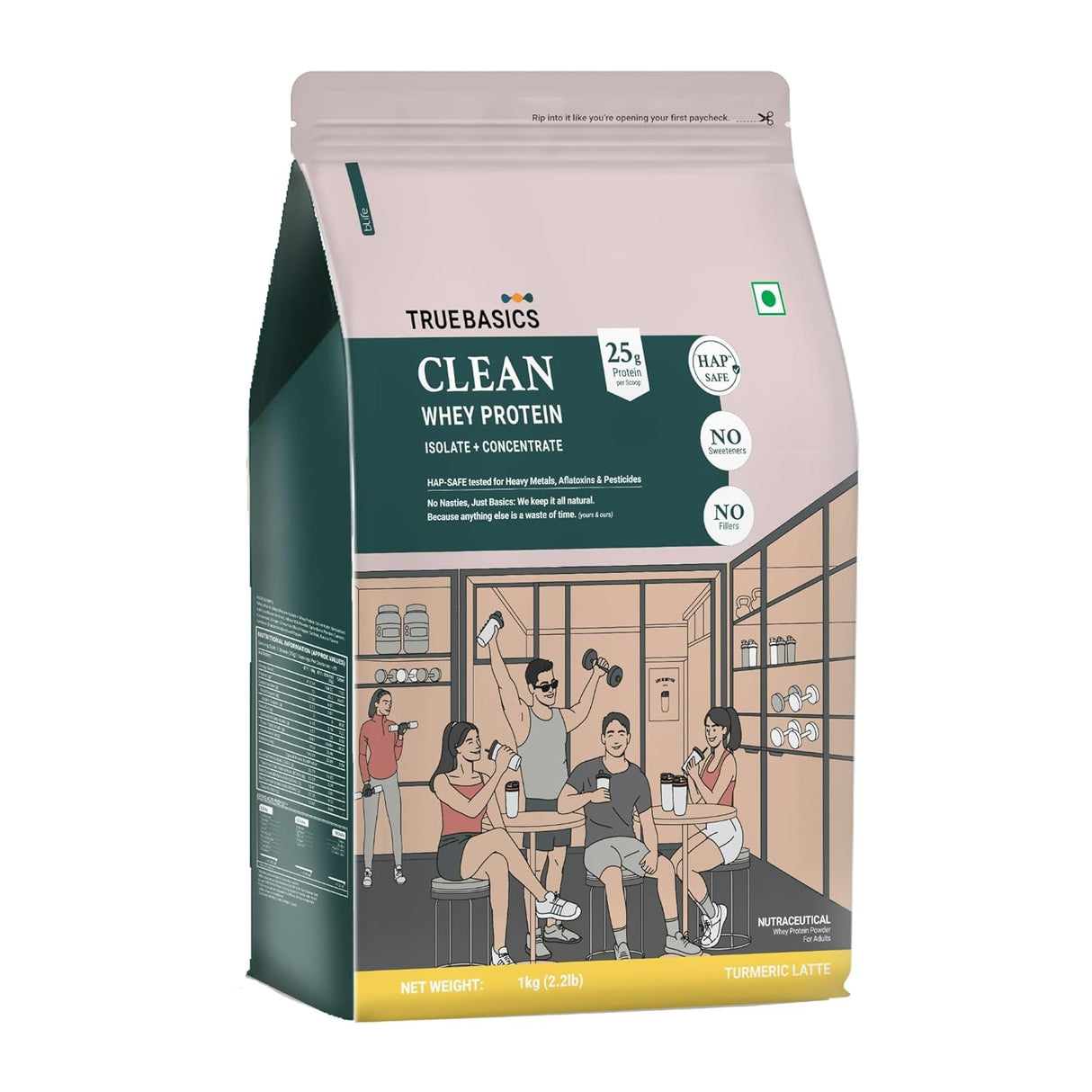 TrueBasics Clean Whey Protein Powder Isolate & Concentrate Blend (1 Kg) | 25g Protein | Trustified Gold Certified