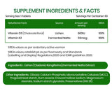 Vlado's Himalayan Organics Vitamin D3 600 IU + K2 MK7 55 mcg Tablets | Lichen-Sourced Plant-Based Formula | 60 Veg Tablets