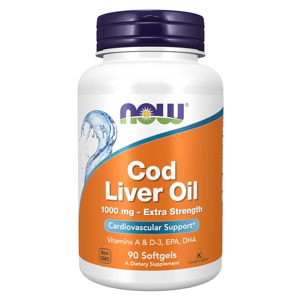 NOW Foods Cod Liver Oil 1000mg | Vitamins A & D-3, EPA & DHA | 90 Softgels