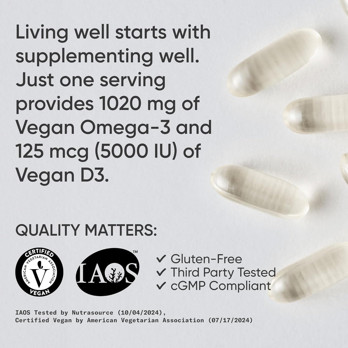 Sports Research Vegan Omega + D3 with Algae Oil | 1020mg | 60 Veggie Softgels