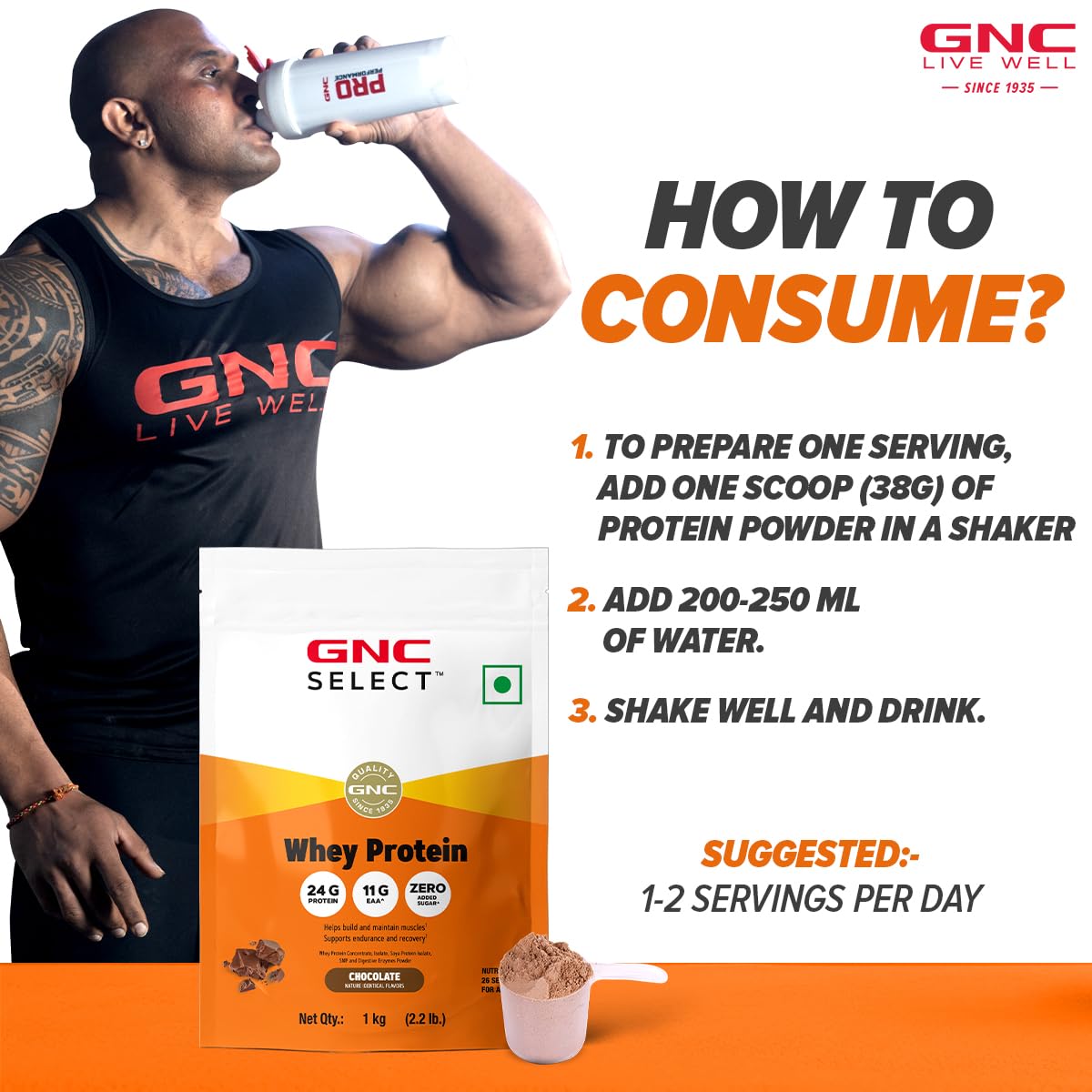GNC Pro Performance Select Whey Protein Powder - 1 Kg